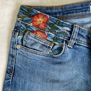 Zara denim with embroidery